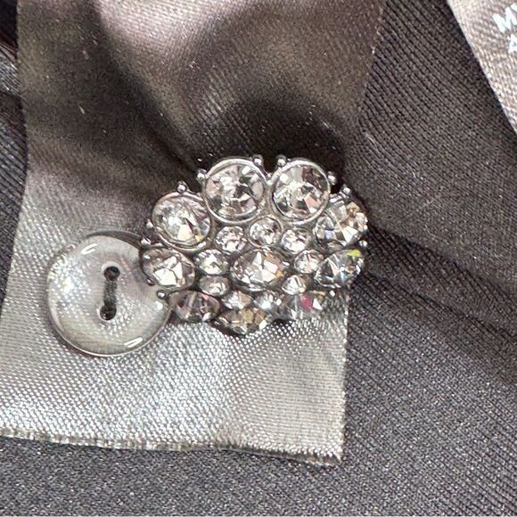 H&M Tweed A Line Skirt Rhinestone Faux Buttons Black 8 - Picture 12 of 14